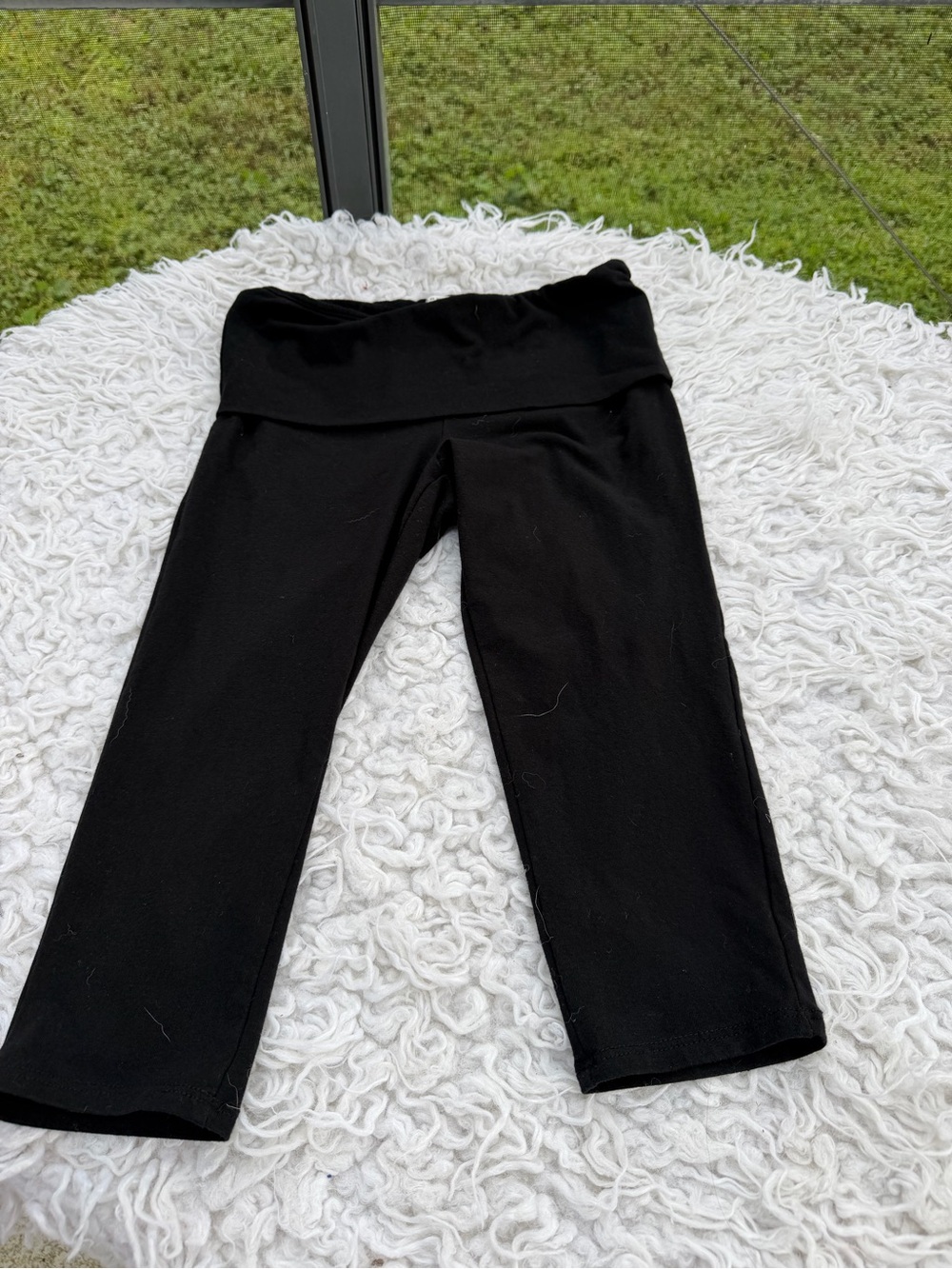 Black Kids Fold-Over Waist Leggings